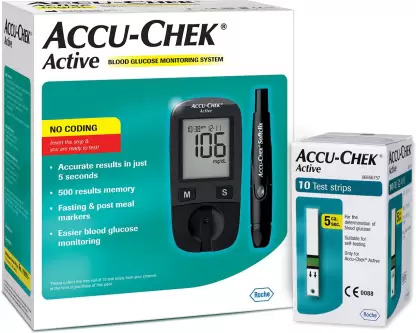 Accu Chek Active Glucometer Kit With Free Strips 10's