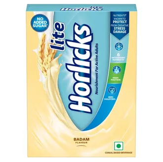 Horlicks Lite Badam Flavour Nutrition Powder, 400 gm Refill Pack